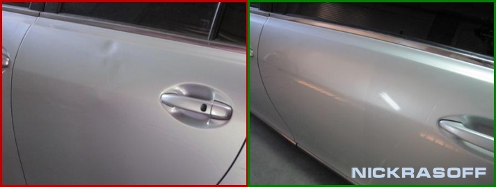 Удаление вмятин без покраски на задней левой двери автомобиля Лексус (Lexus GS 300)