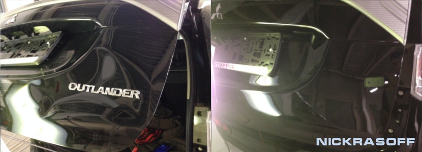 Выравнивание вмятины на крышке багажника Mitsubishi Outlander NEW