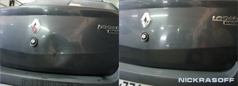 Ремонт вмятины на крышке багажника Renault Logan